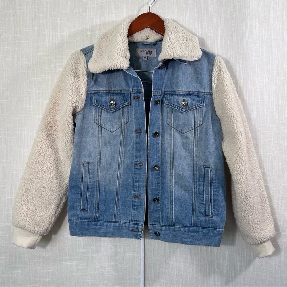 Working Title Denim Sherpa Denim Jean Trucker Jacket Size M